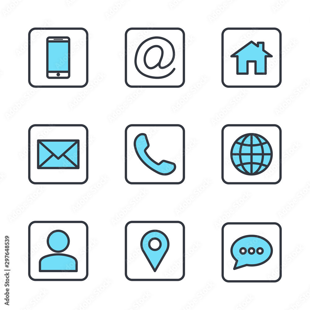 Aufkleber web icon set. contact us icons template color editable. web pack symbol vector sign isolated on whit
