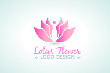 Logo woman beauty lotus flower vector image web template background