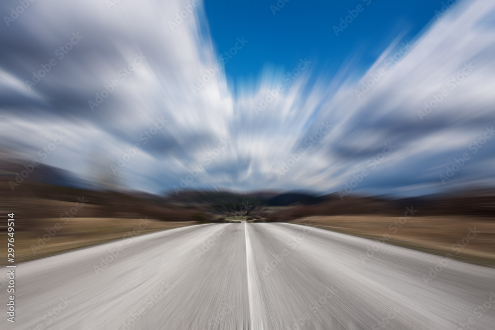 Wall mural abstract motion blurred high speed road