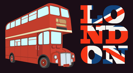 Fototapeta na wymiar Double decker bus from England. Website, icon, postcards, place for text.