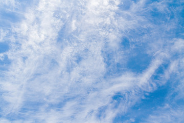 White fluffy clouds in the blue sky in summer