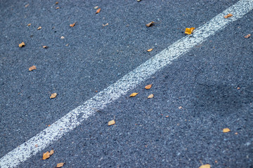 Road marking line that halves the image of asphalt texture.