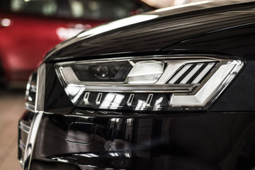 LED headlight of modern car; headlight washer system