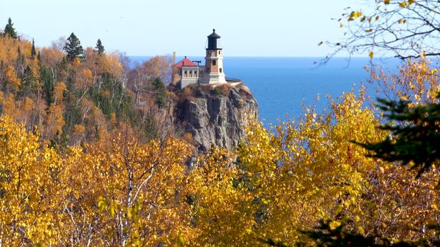 Split Rock Lighthouse in Minnesota on Lake Superior in the fall season