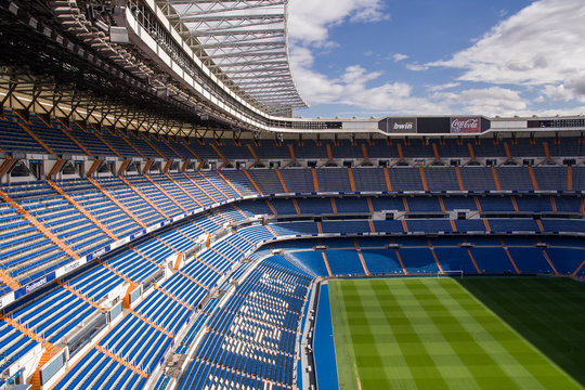 MADRID, SPAIN - MAY 14, 2009: Santiago Bernabeu Stadium of Real Madrid on May 14, 2009 in Madrid, Spain. Real Madrid C.F. was established in 1902. It is the best club of XX century according to FIFA.