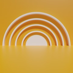 Obraz premium Circles white and yellow interior 3d hall concept