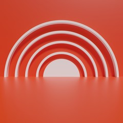 Fototapeta premium Abstract room 3d concept orange circles empty