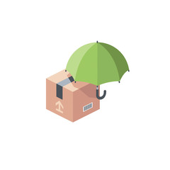 Cargo insurance. Vector 3d isometric, color web icon, new flat style. Creative illustration design, idea for infographics.