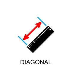 Diagonal ruler icon. Diagonal measurement symbol design. Stock - Vector illustration can be used for web.
