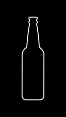 Mock up contour of a beer glass bottle. Menu design. Black vertical minimalistic background for screens gadgets.