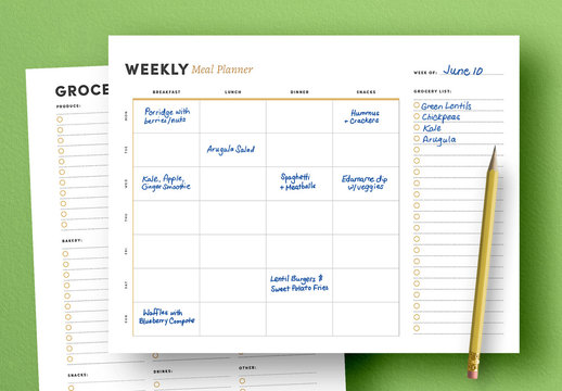 Meal Plan Weekly Agenda Layout