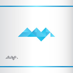 Blue geometric abstract mountains. Vector logo design template. Watermark version.