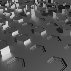 Abstract surface room 3d metalic hexagons