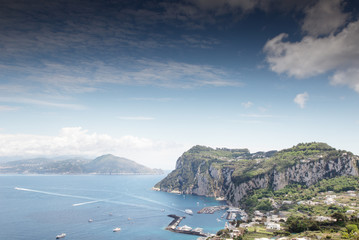 landscape image of the main harbor in capri