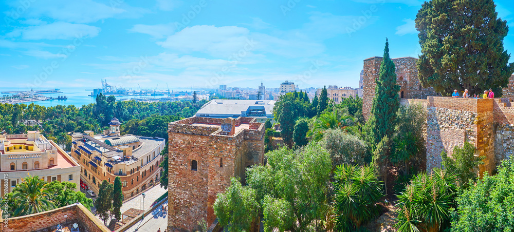 Sticker Stone towers of Alcazaba, Malaga, Spain