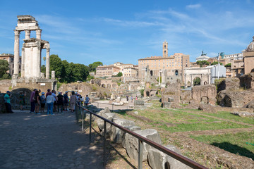 View of the ancient structures of the Roman Forum