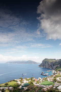 landscape image of the main harbor in capri