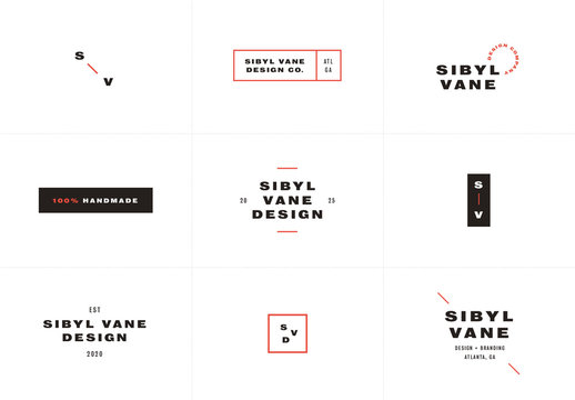 Simple Black and Red Logo Set