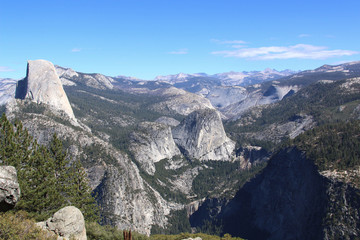 Glacier Point, an overlook with a commanding view of Yosemite Valley, Half Dome and Yosemite Falls