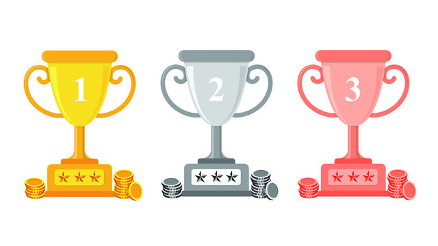 rophy gold silver bronze Copper Rank Success Victory winner achievement vector