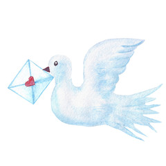 watercolor white dove letter love red heart envelope bird valentine's day wedding