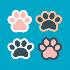 Fototapeta na wymiar Pet paw print vector icon. Dog or cat foot black paw animal isolated illustration