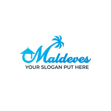 Creative & Modern Typography Maldives Beach logo design template vector eps for travel or beach property company, business Or industry purpose ready to use