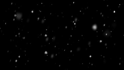 White snow on a black background