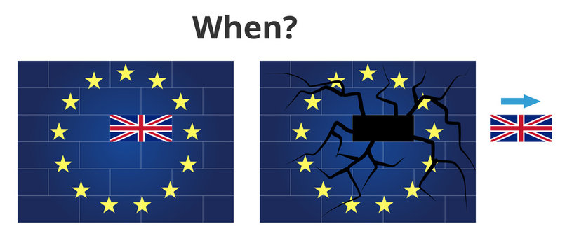 Brexit. Great Britain exiting the EU. The UK exits European union. Vector illustration of Brexit conception.