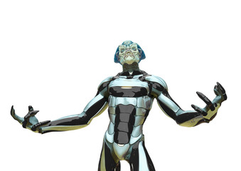 alien warrior looking up