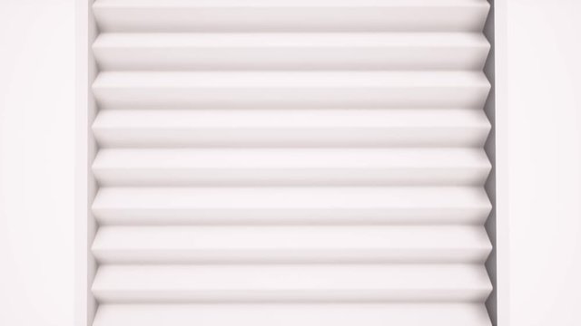 White sunblinds close up realistic seamless animation. Roll up door background. White conveyor belt, assembly line top view looped footage. Abstract ribbed surface 3d backdrop video