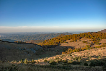 The peaks of the Balkan Mountains in Bulgaria