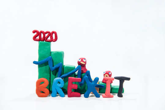 Brexit Graph made from Play Clay. Abstract composition. Currencies value after Brexit.