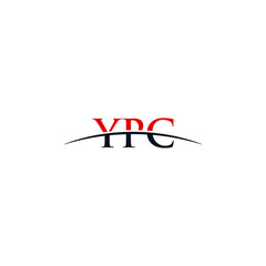 Initial letter YPC, overlapping movement swoosh horizon logo company design inspiration in red and dark blue color vector