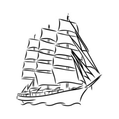 sailing ship on white background