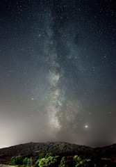 Fototapeta na wymiar Vertical Milky Way over the hills