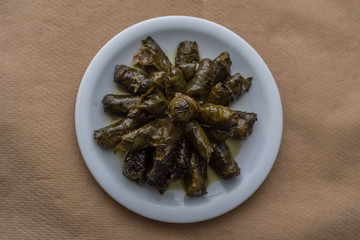 Stuffed vine leaves, Greek food