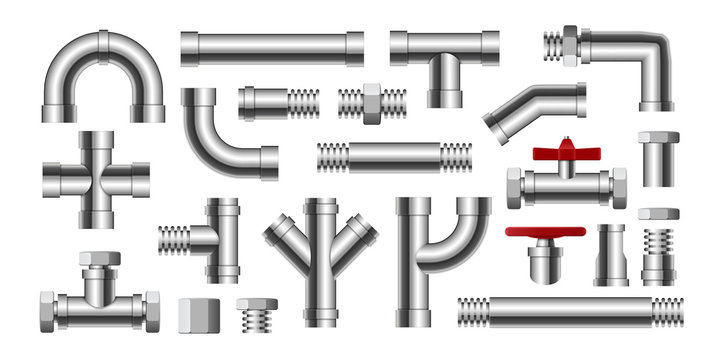 Metal pipe water connection isolated pipeline. Water tube factory steel construction plumbing