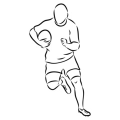 illustration of a man, rugby player sketch, contour vector illustration 