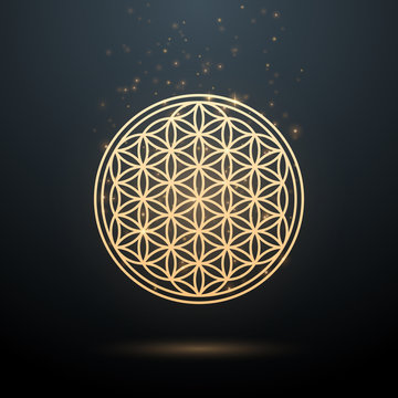 Gold glowing ornament flower of life