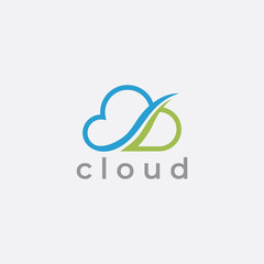 Cloud Logo template. Grow. Arrow. growth bar. Business and Consulting.