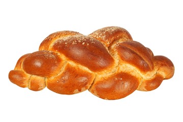 Challah bun on white