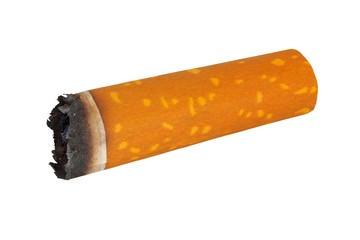 Cigarette end on white