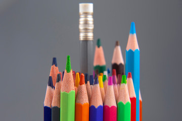 Colored pencils for drawing. Education and creativity.