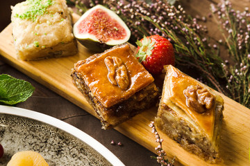 variety of restaurant dishes of national Georgian Armenian and Azerbaijani cuisine