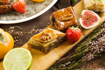 variety of restaurant dishes of national Georgian Armenian and Azerbaijani cuisine