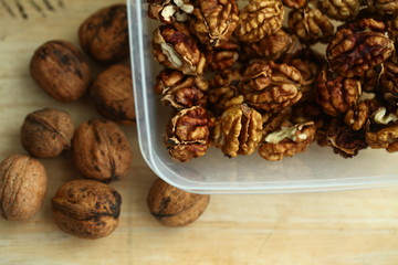 peeled whole kernels of walnuts harvest