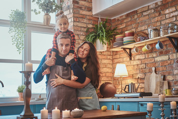 There are beautiful cozy kitchen and happy family is starting their day here.