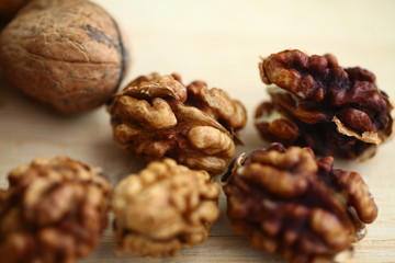 peeled whole kernels of walnuts harvest