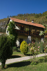 Orthodox monastery of Moraca in Montenegro. Autumn landscape.